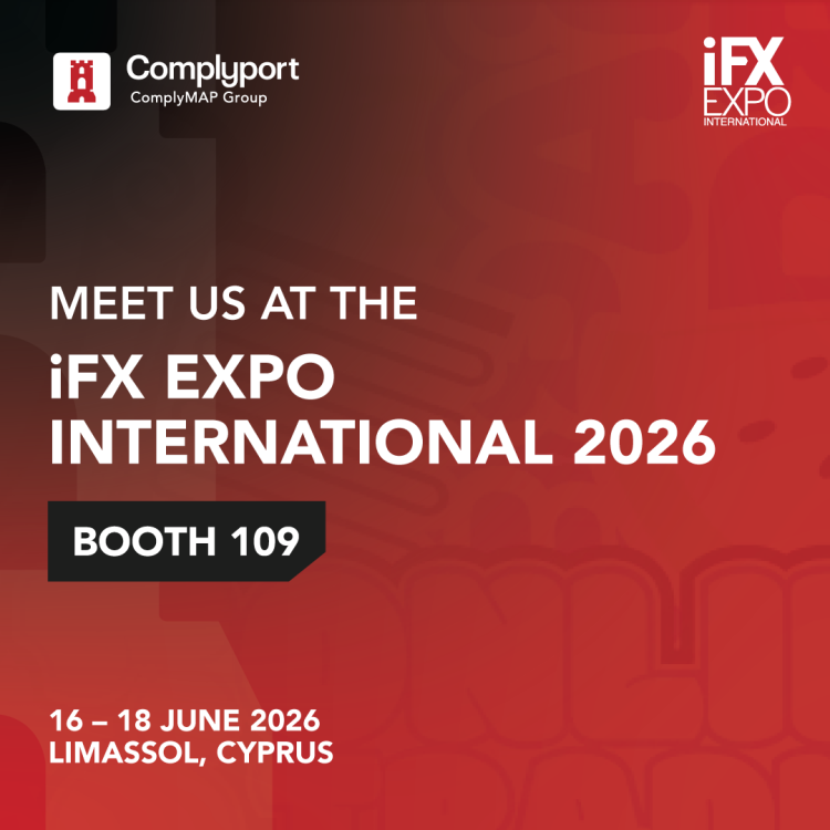 Promotional poster for iFX Expo International 2026 with Booth 109 in Limassol, Cyprus, June 16–18, 2026, and company logos.